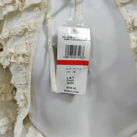 NWT BCBGMaxazria Gypsie Peasant Whimsy Goth Ruffle Tiered Prairie Top Ivory XS - Picture 6 of 13